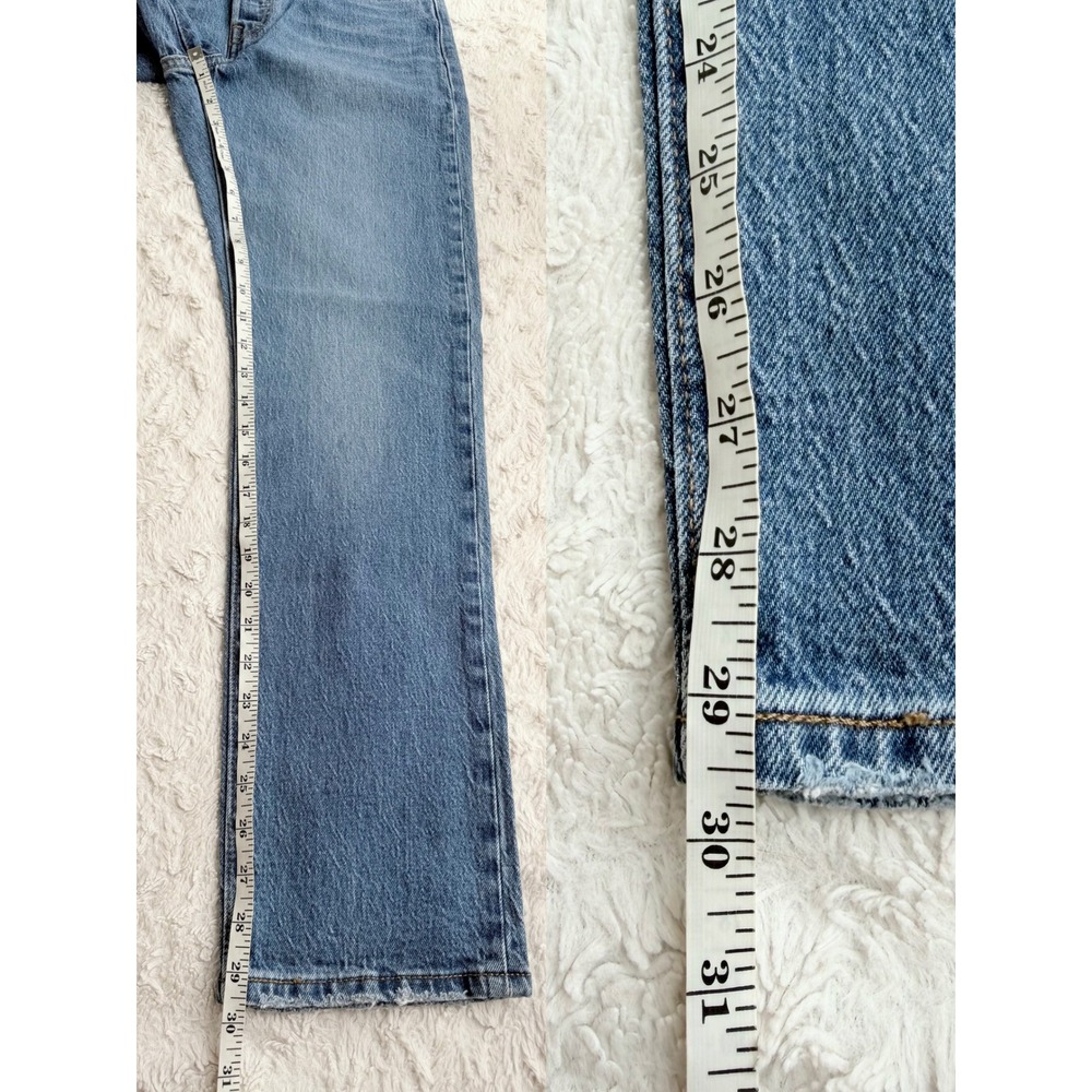 Levis 501 Original Fit Jeans Straight Leg Worn In Medium Indigo Wash Womens 27 - Picture 4 of 13